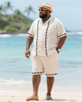 Big & Tall Striped T-Shirt Shorts Set for big men view 1