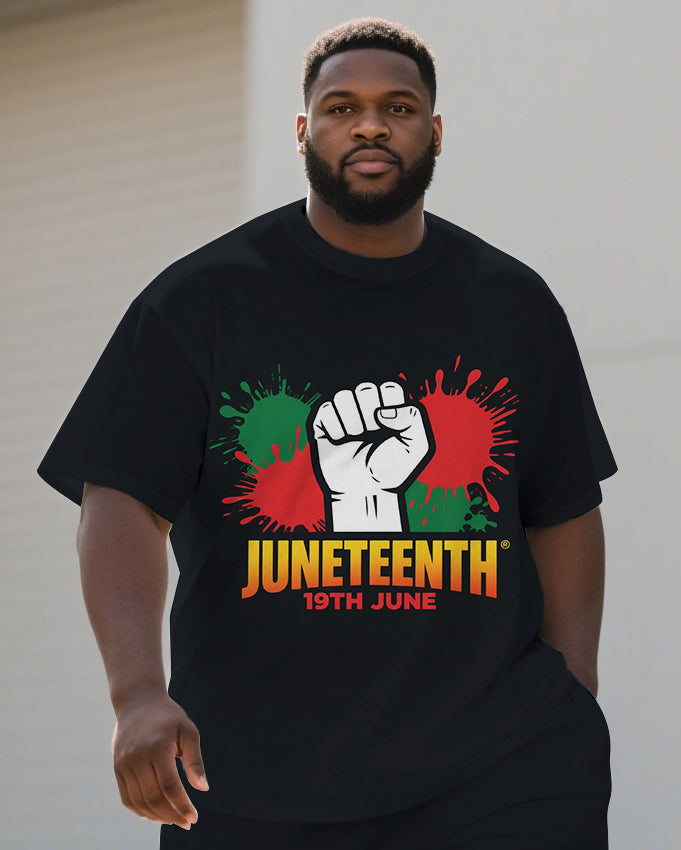 Big & Tall Juneteenth Splash Ink T-Shirt Shorts Set for big men view 2