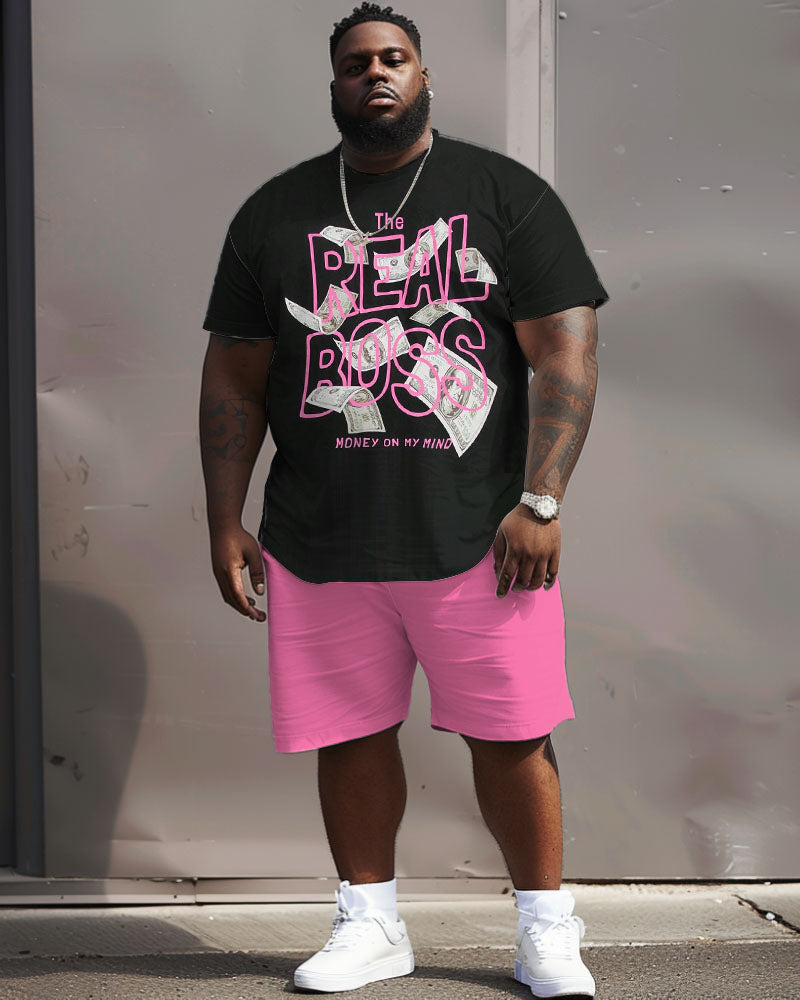 Big & Tall Graphic Graffiti T-Shirt Shorts Set for big men view 2