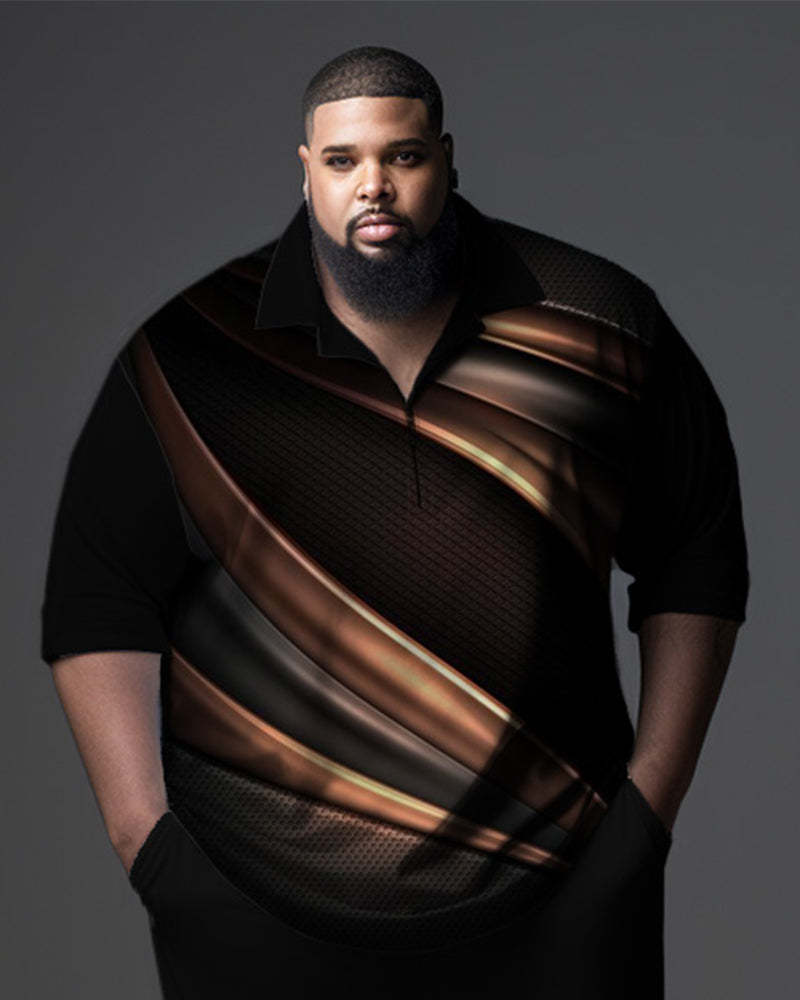 Big & Tall Black Gradient Polo Pants Set for big men view 2