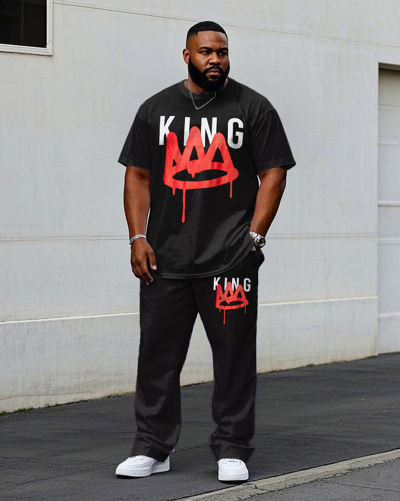 Big & Tall Black Graphic Two-piece Set for big men view 1