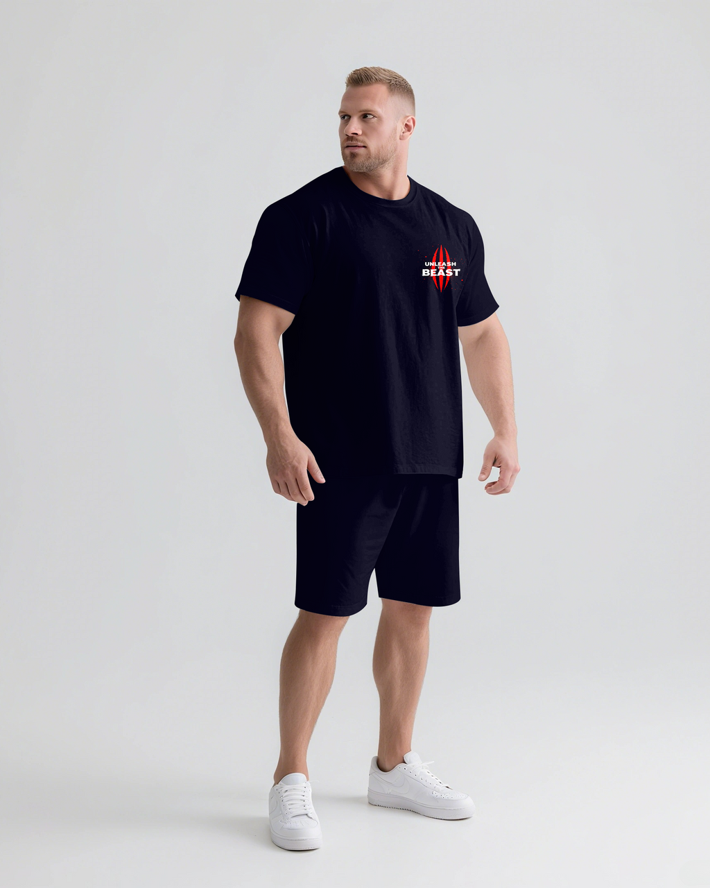 Big & Tall Streetwear T-Shirt Shorts Set for big men view 2