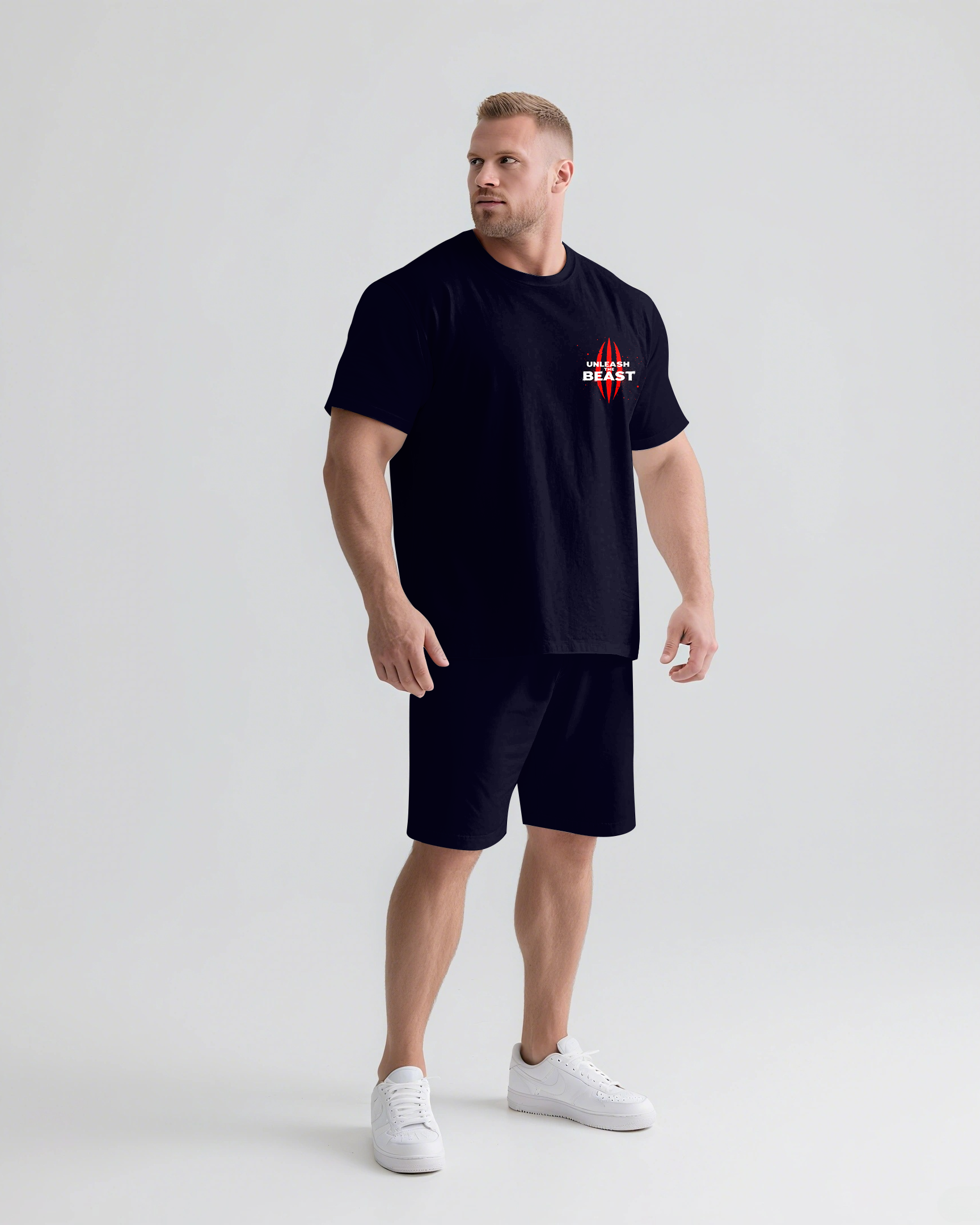Big & Tall Streetwear T-Shirt Shorts Set for big men view 2