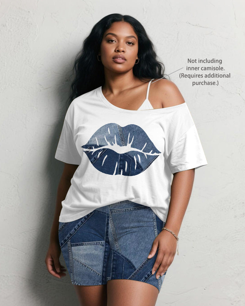 Big & Tall Denim Graphic Two-piece Set for big men view 3