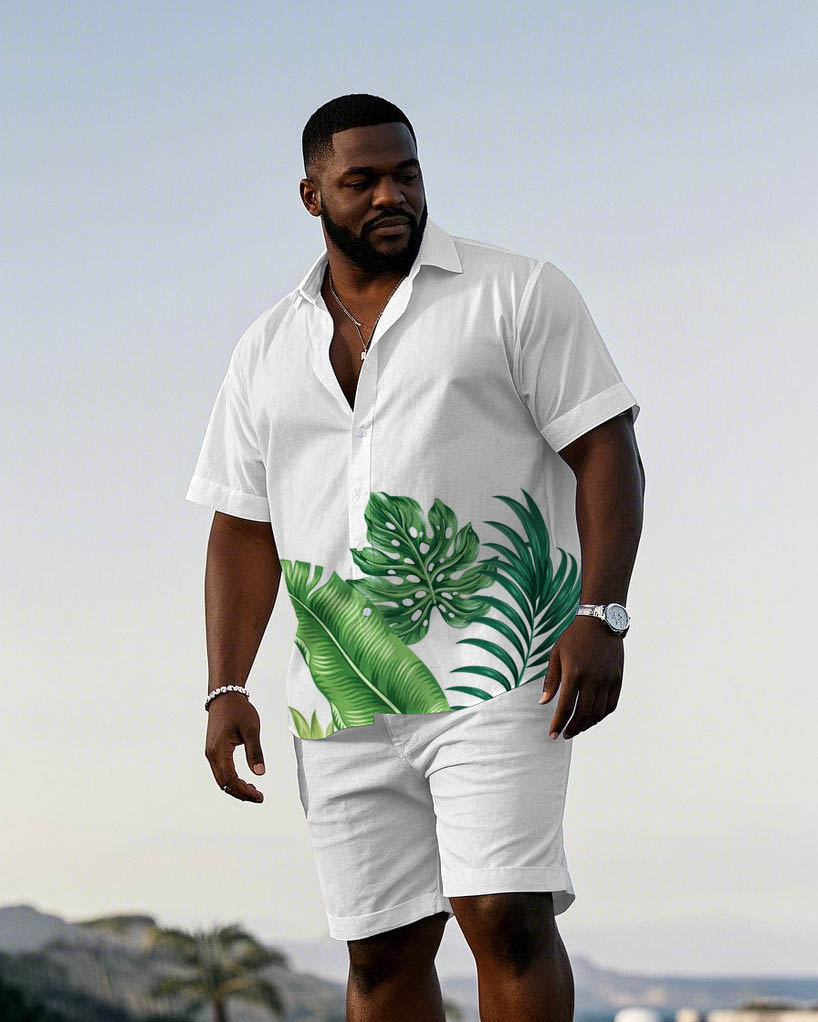 Big & Tall Hawaiian Graphic T-Shirt Shorts Set for big men view 1