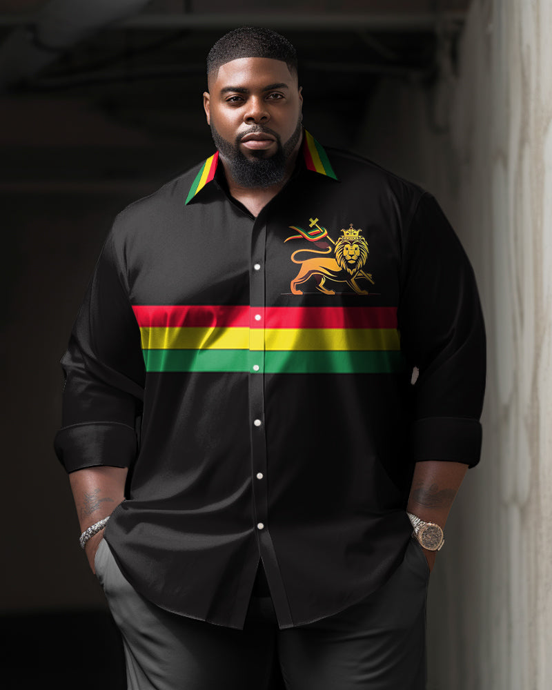 Big & Tall Reggae Business Casual Long Sleeve Shirt for big men