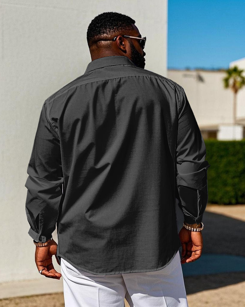 Big & Tall Plaid Business Casual Long Sleeve Shirt for big men view 2
