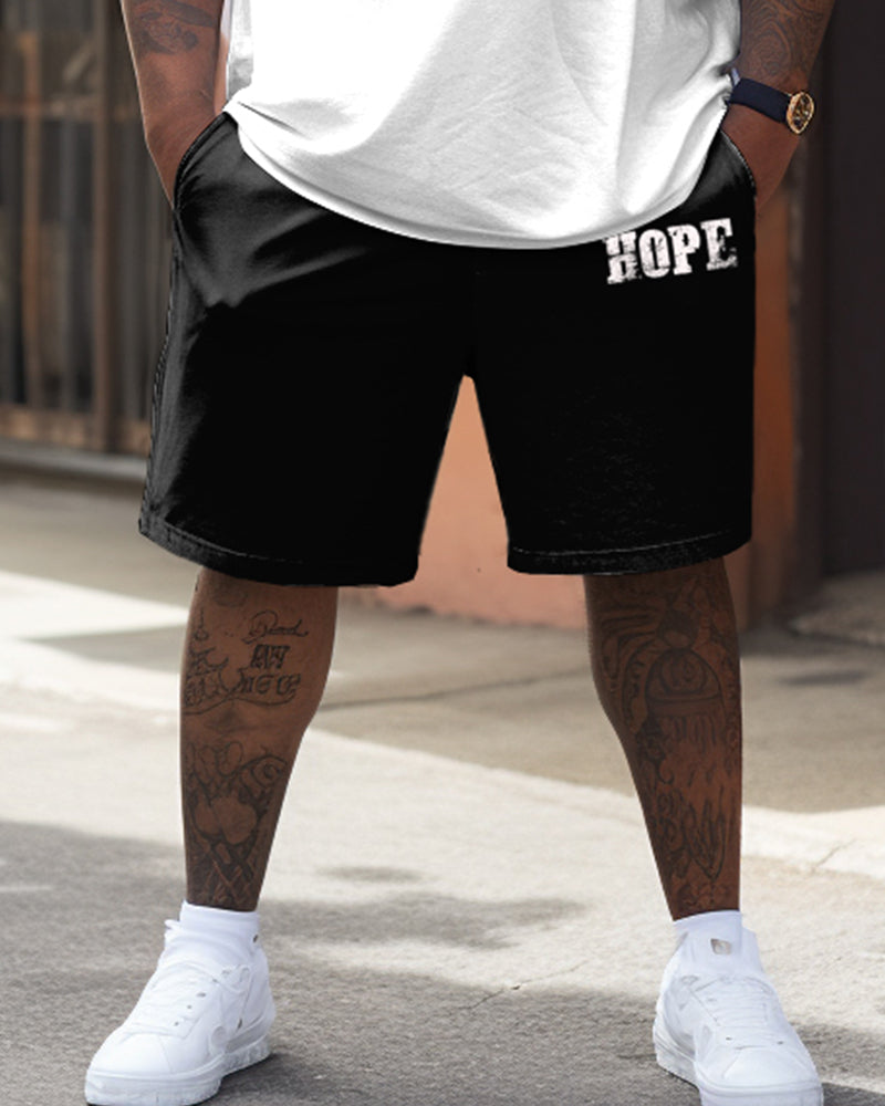 Big & Tall Graphic Patchwork T-Shirt Shorts Set for big men view 3