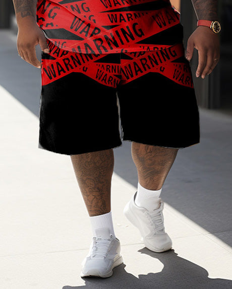 Big & Tall Colorblock Graffiti T-Shirt Shorts Set for big men view 3