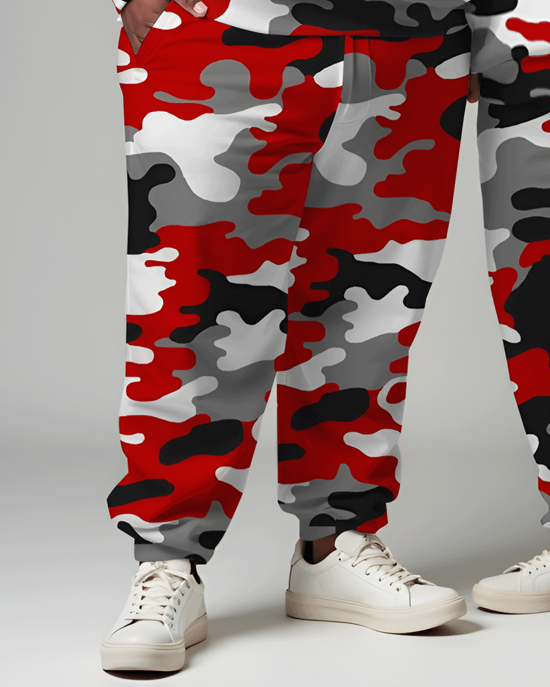 Big & Tall Graphic Camouflage Hoodie Sweatpants Set for big men view 9