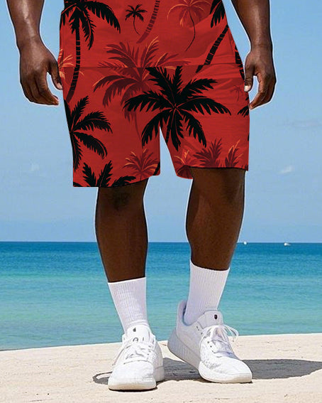 Big & Tall Red Hawaiian Tropical Two-piece Set for big men view 3