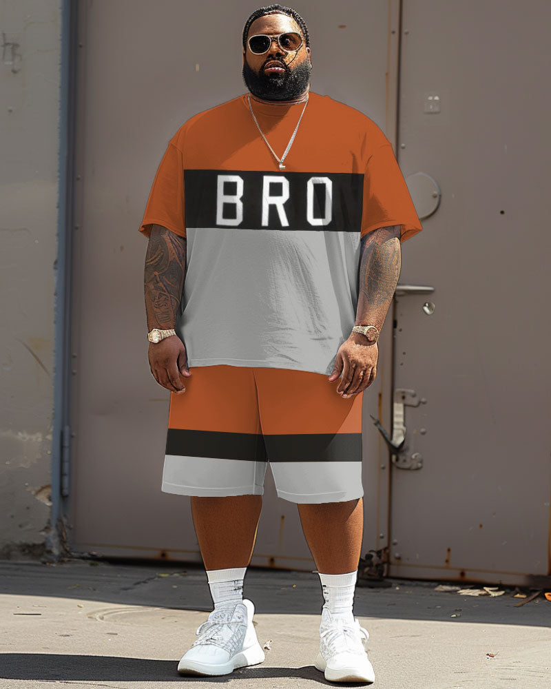 Big & Tall Colorblock Graphic T-Shirt Shorts Set for big men view 2