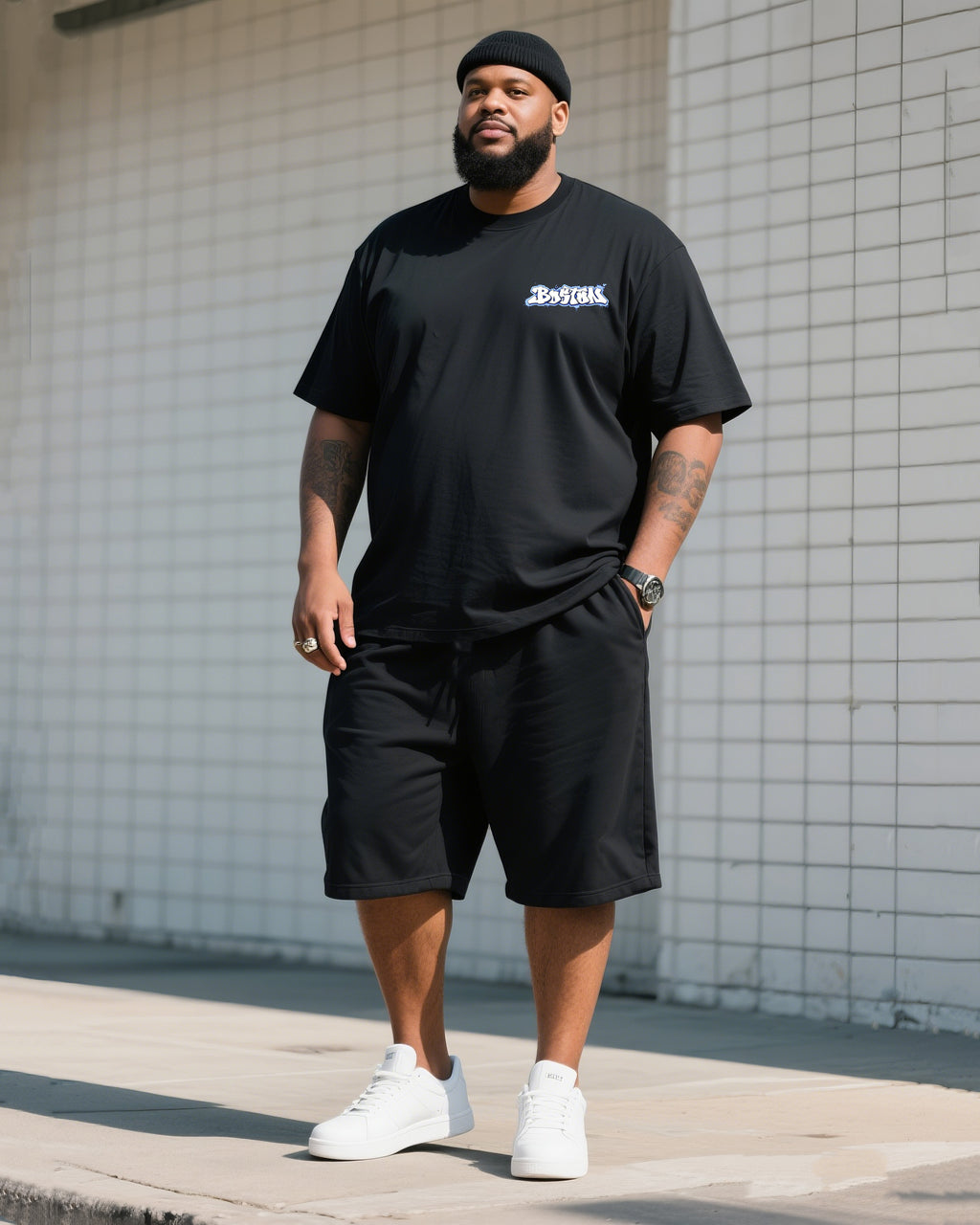 Big & Tall Graphic T-Shirt Shorts Set for big men view 1
