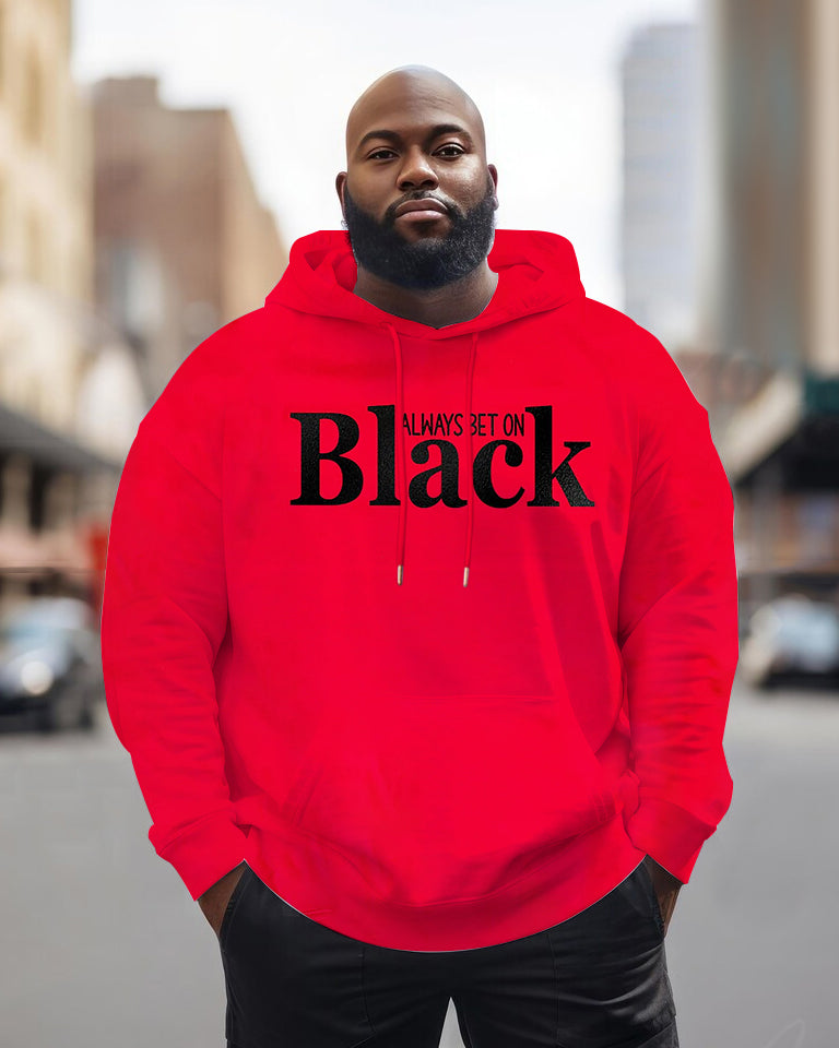 Big & Tall Black Graphic Hoodie for big men
