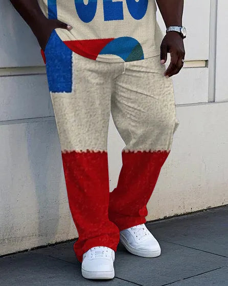 Big & Tall Colorblock Graphic Vest Pants Set for big men view 3