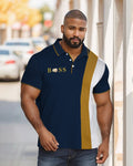 Big & Tall Geometric Striped Short Sleeve Shirt for big men view 1