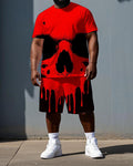 Big & Tall Graphic Skull T-Shirt Shorts Set for big men view 1