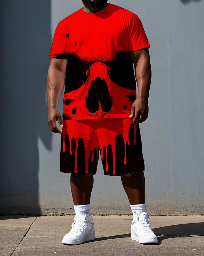 Big & Tall Graphic Skull T-Shirt Shorts Set for big men view 1