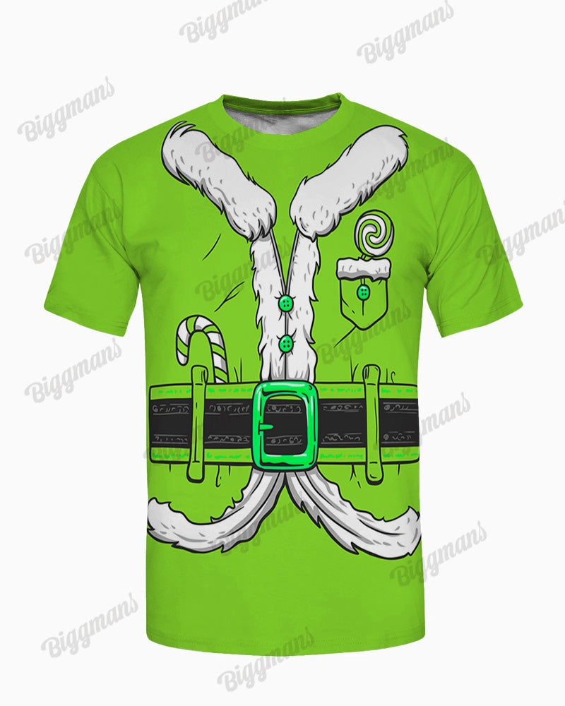 Big & Tall Green Streetwear T-Shirt Pants Set for big men view 3