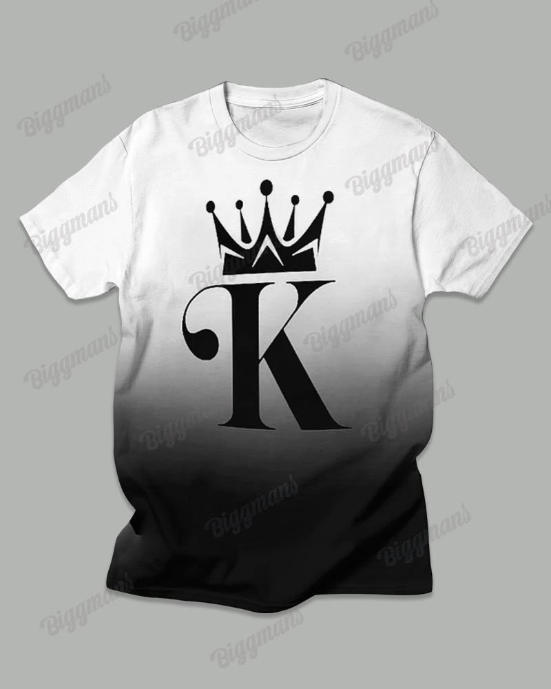 Big & Tall Black White Gradient T-Shirt Pants Set for big men view 2
