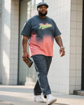 Big & Tall Gradient Streetwear Two-piece Set for big men view 2