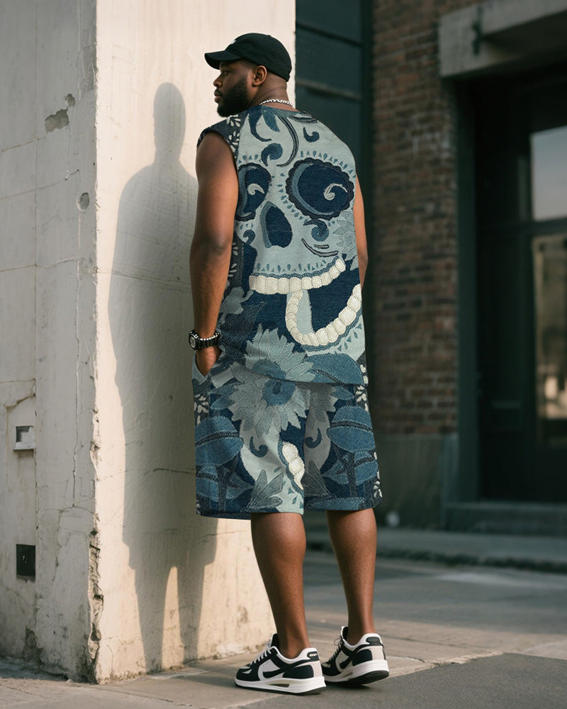 Big & Tall Blue Denim Graphic Two-piece Set for big men view 4