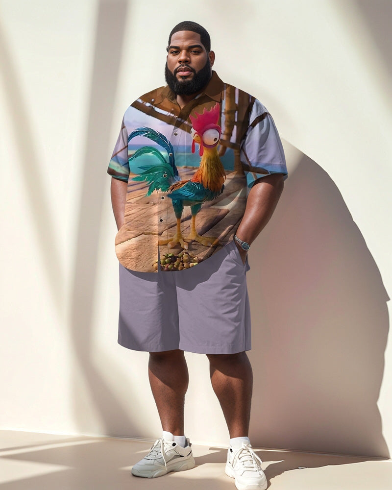 Big & Tall Purple Graphic T-Shirt Shorts Set for big men view 1