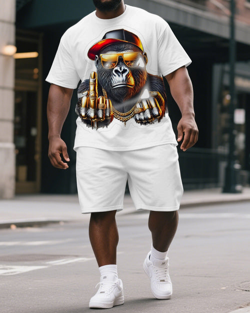 Big & Tall Graphic T-Shirt Shorts Set for big men view 1