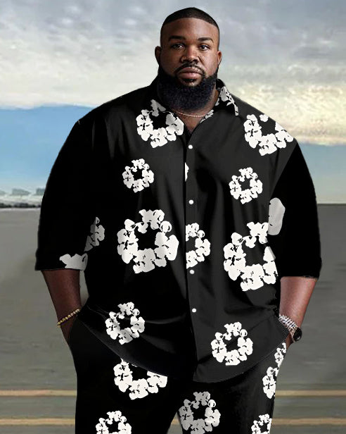 Big & Tall Denim Graphic Floral Two-piece Set for big men view 2