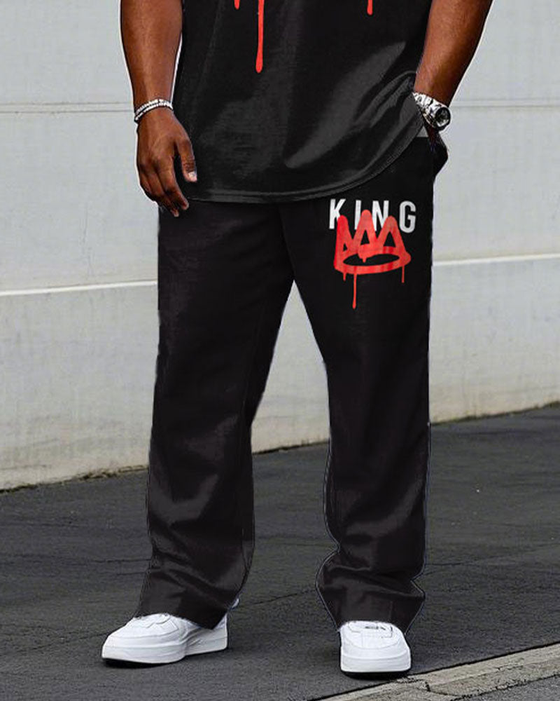 Big & Tall Black Graphic Two-piece Set for big men view 3