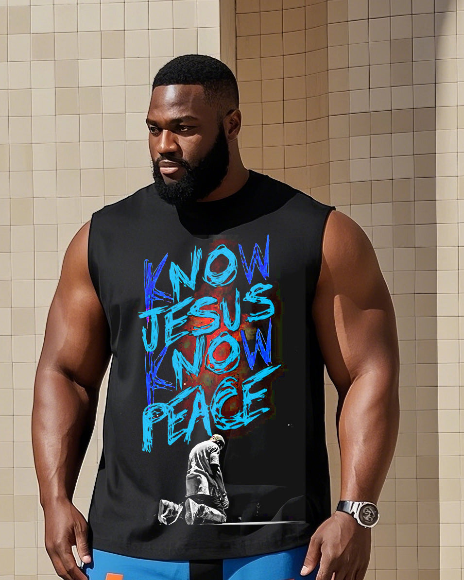Big & Tall Colorblock Vest Pants Set for big men view 2
