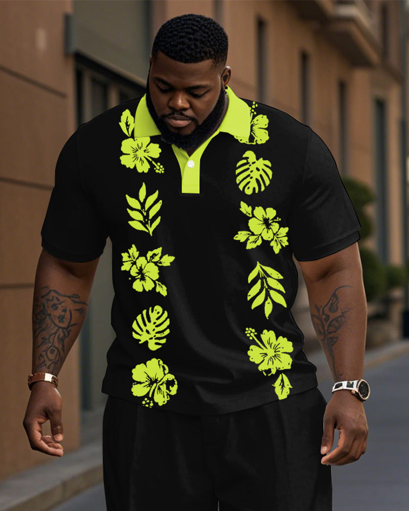 Big & Tall Green Colorblock Business Casual Jeans for big men view 2