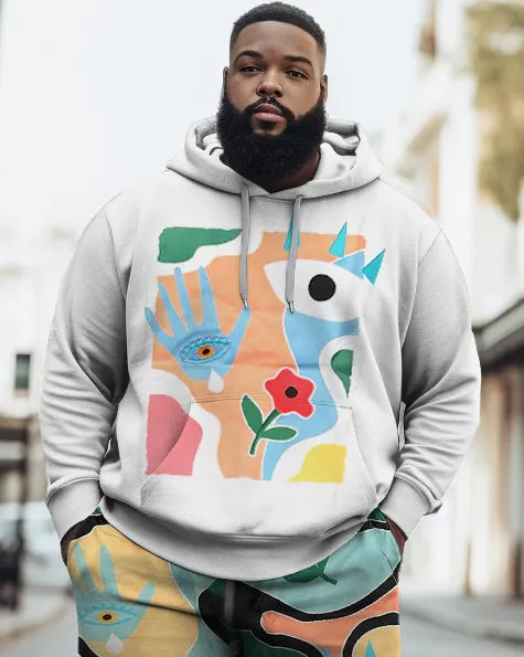 Big & Tall Geometric Graphic Streetwear Hoodie for big men view 2