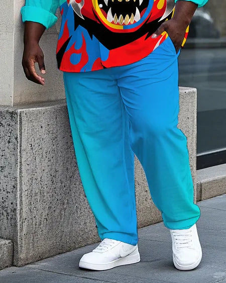 Big & Tall Colorblock Gradient T-Shirt Pants Set for big men view 3