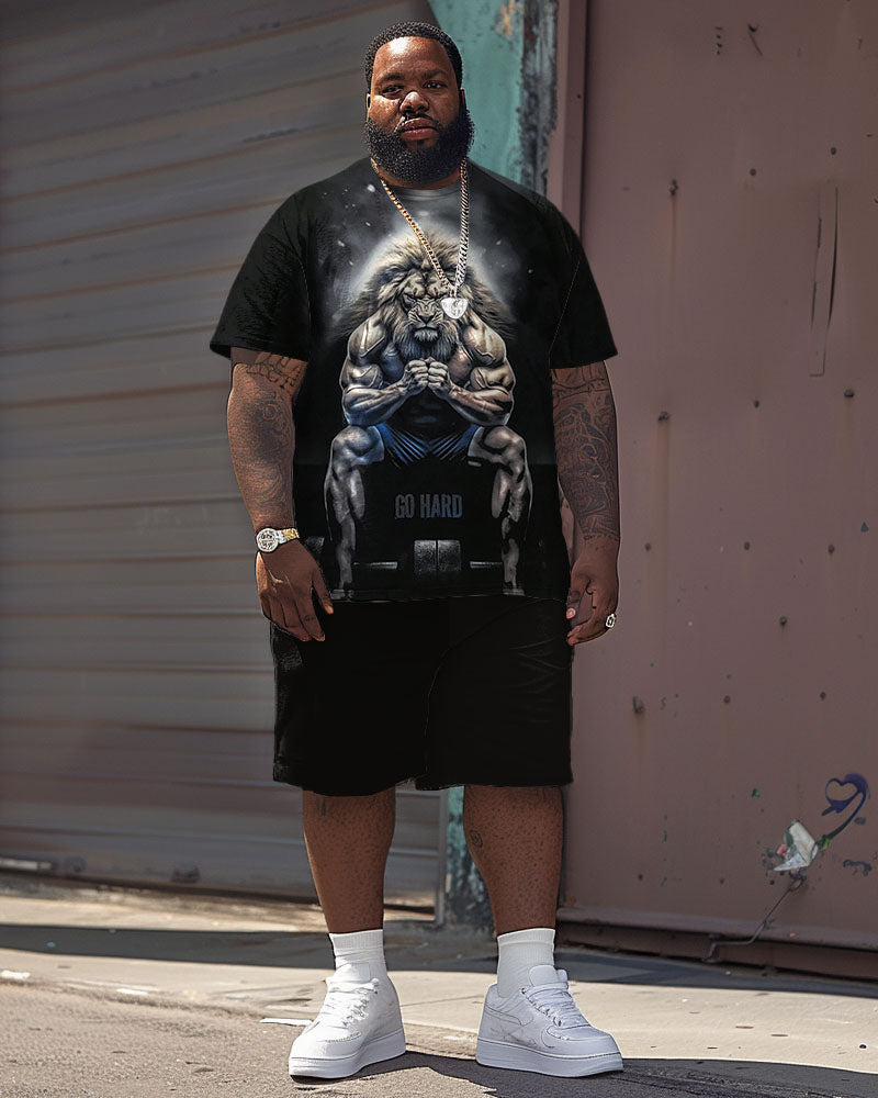 Big & Tall Graphic Streetwear T-Shirt Shorts Set for big men view 1