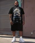 Big & Tall Graphic Streetwear T-Shirt Shorts Set for big men view 1