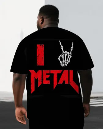 Big & Tall Graphic Streetwear T-Shirt Shorts Set for big men view 2