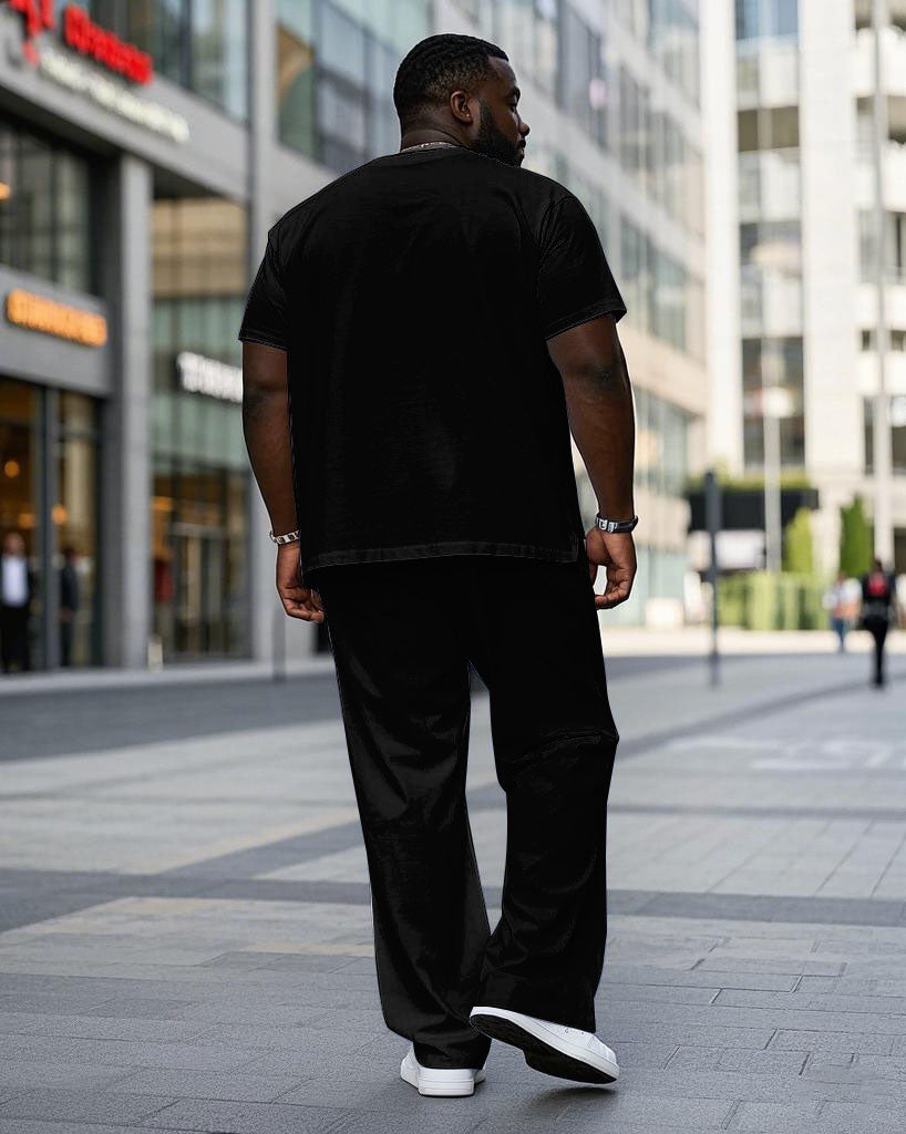 Big & Tall Black Graphic Two-piece Set for big men view 4