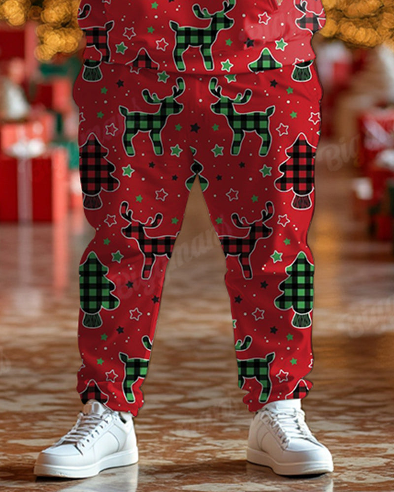 Big & Tall Plaid Hoodie Sweatpants Set for big men view 3
