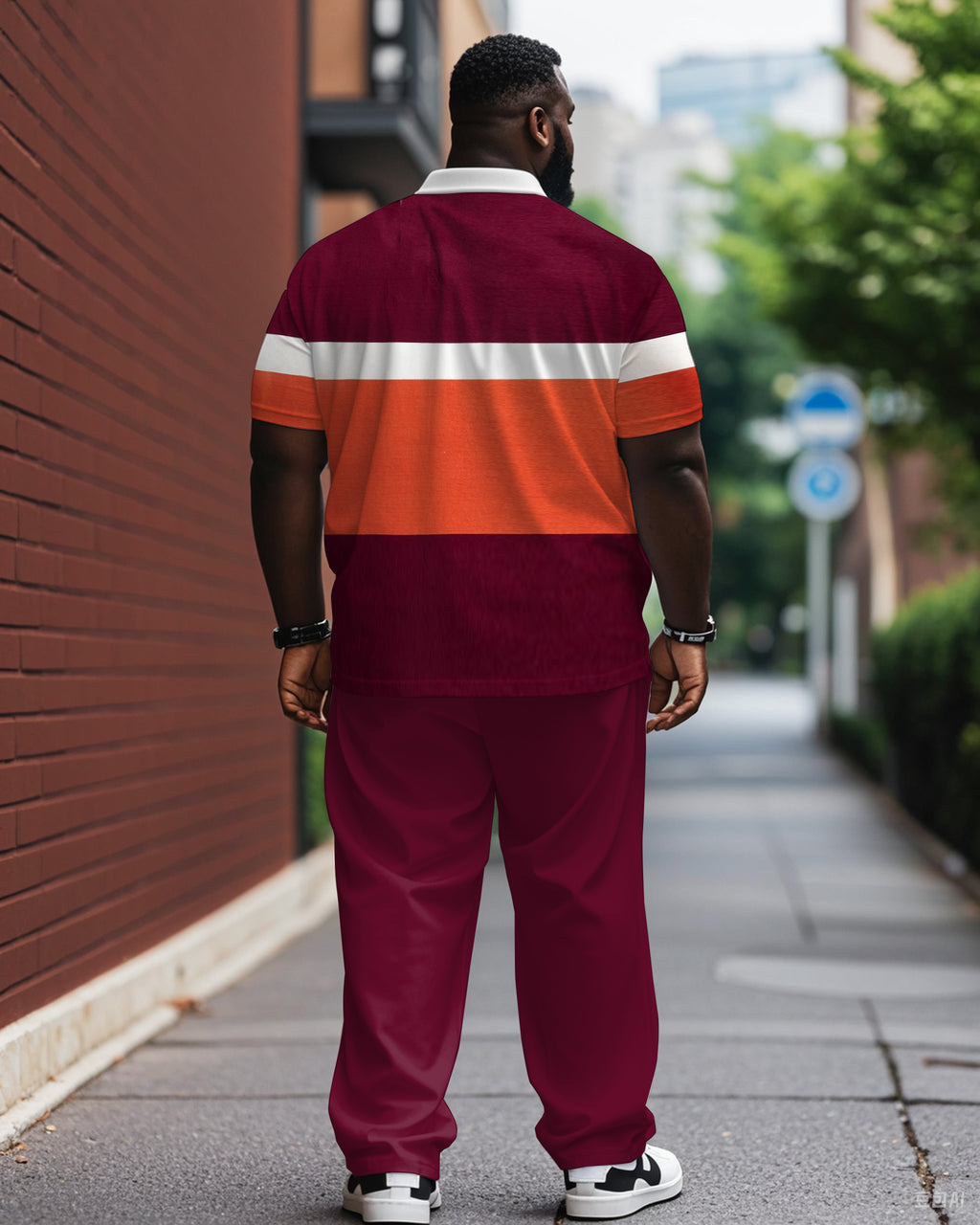 Big & Tall Red Colorblock Jeans for big men view 3
