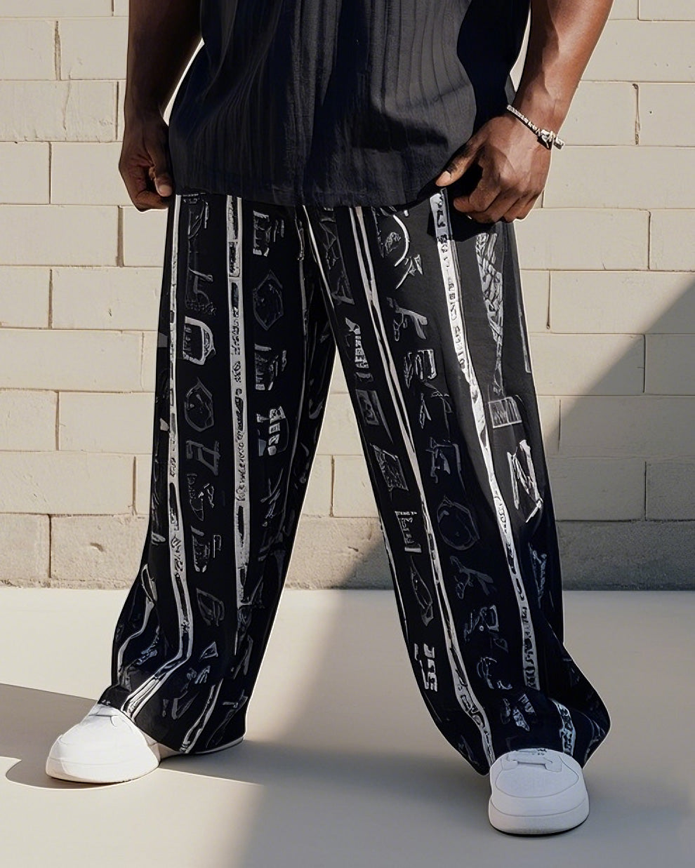 Big & Tall Graphic Streetwear Vest Pants Set for big men view 3