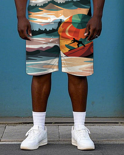 Big & Tall Hawaiian T-Shirt Shorts Set for big men view 3