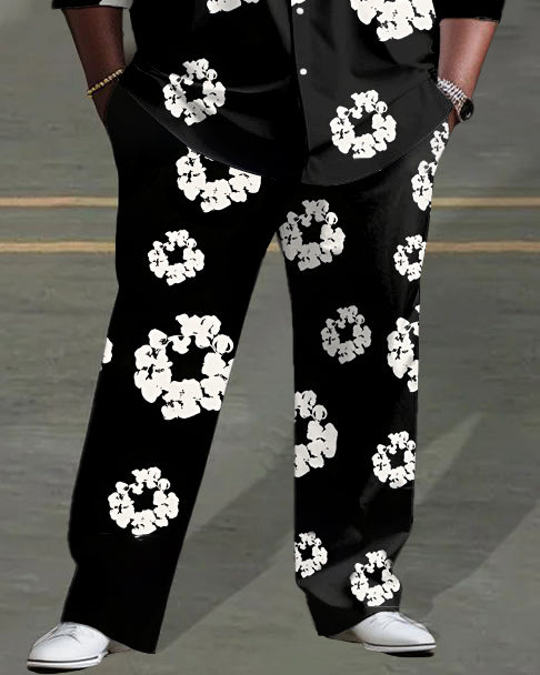 Big & Tall Denim Graphic Floral Two-piece Set for big men view 3