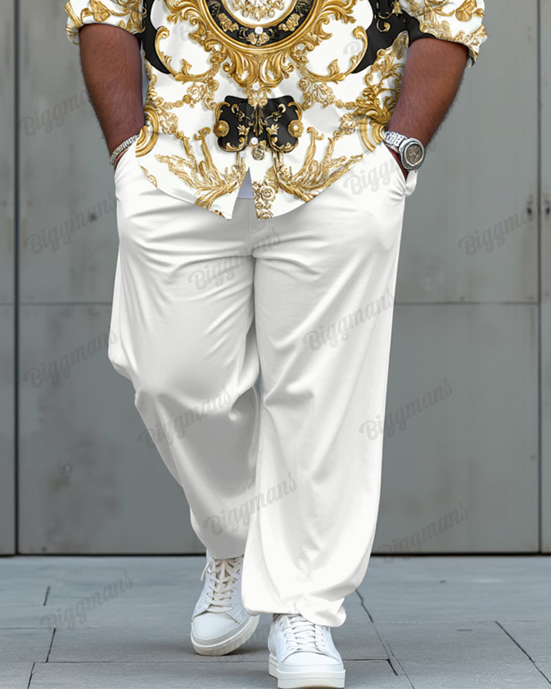 Big & Tall Business Casual Streetwear Two-piece Set for big men view 3