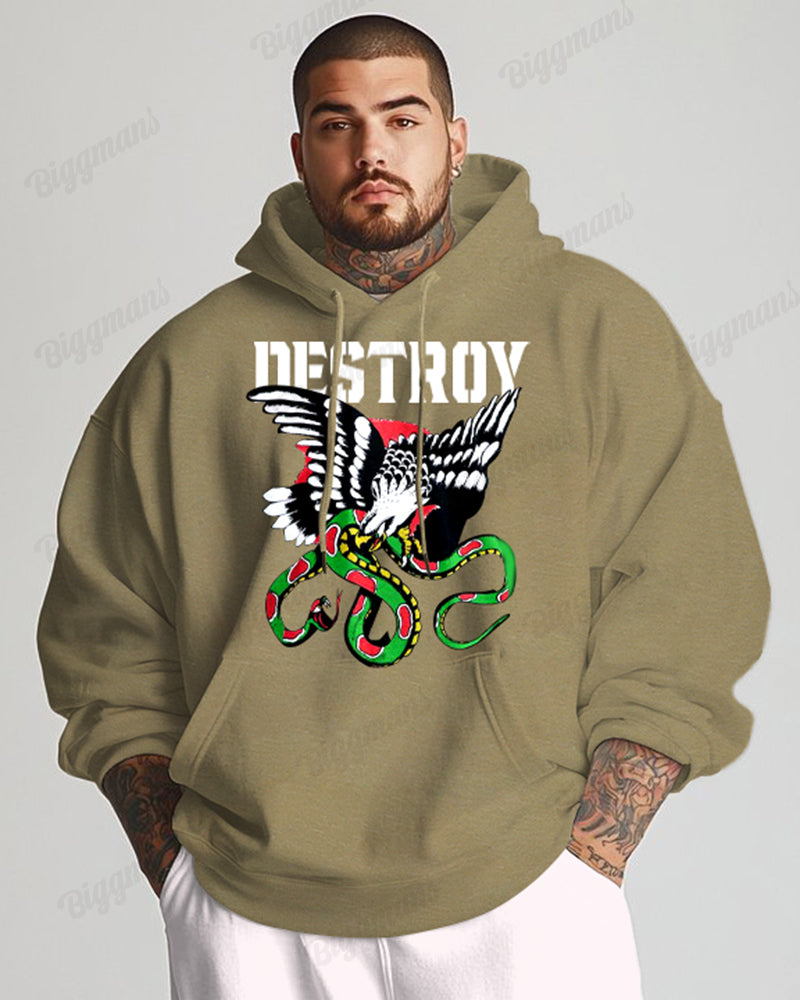 Big & Tall Athletic Streetwear Hoodie Sweatpants Set for big men view 3