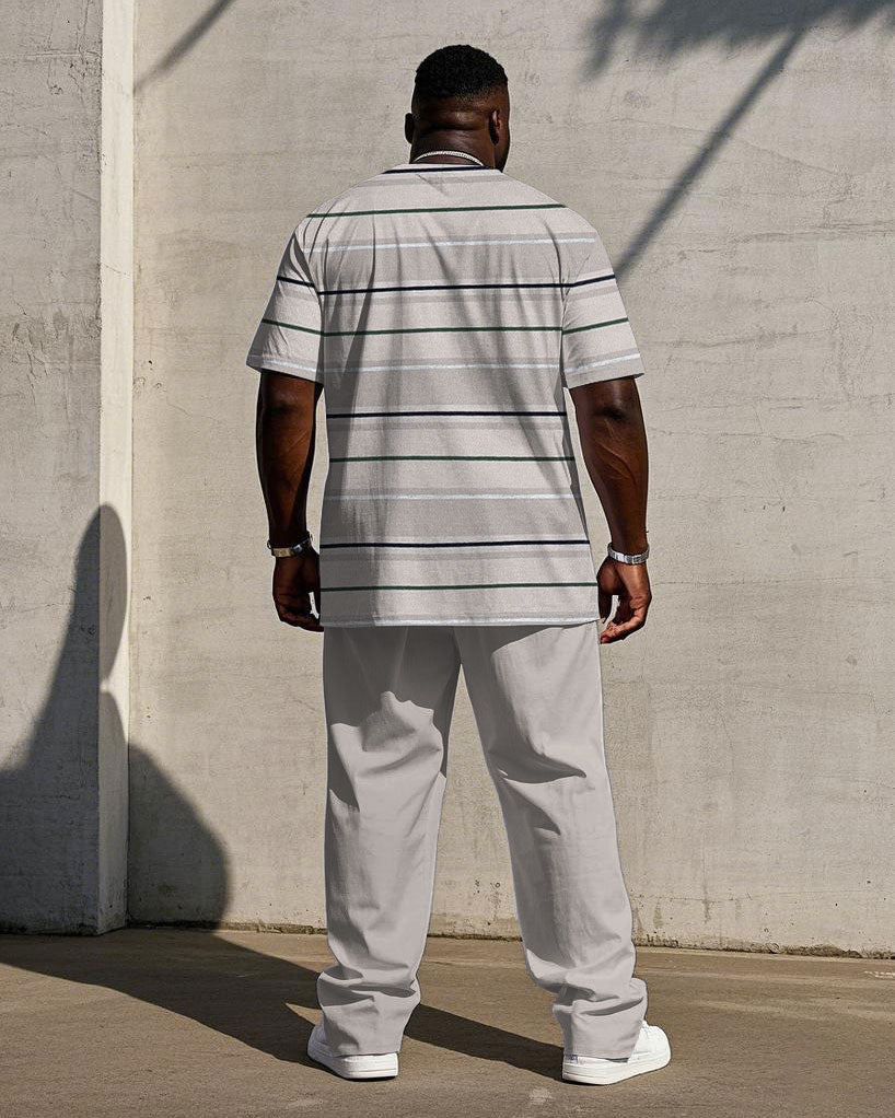Big & Tall Striped T-Shirt Pants Set for big men view 4