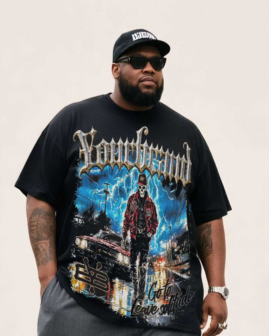 Big & Tall Streetwear Skull T-Shirt Pants Set for big men view 2