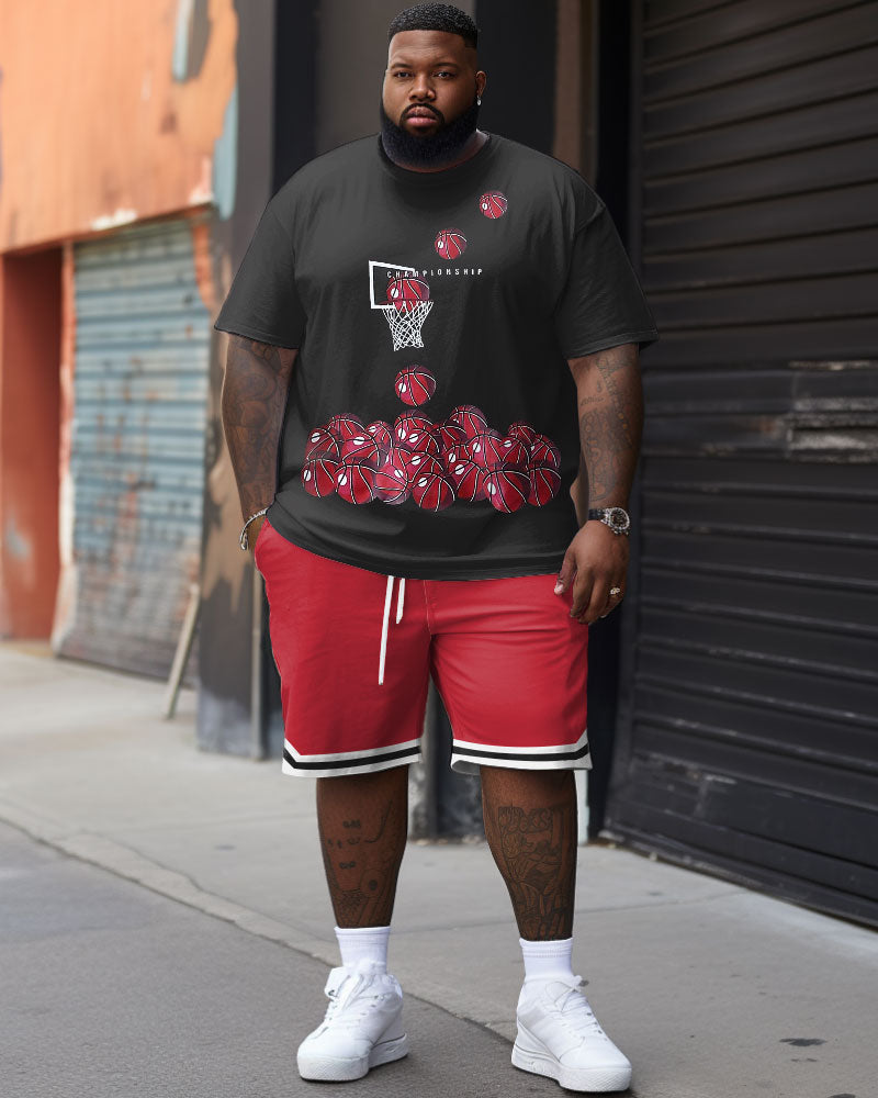 Big & Tall Graphic Streetwear T-Shirt Shorts Set for big men view 2