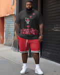 Big & Tall Graphic Streetwear T-Shirt Shorts Set for big men view 2