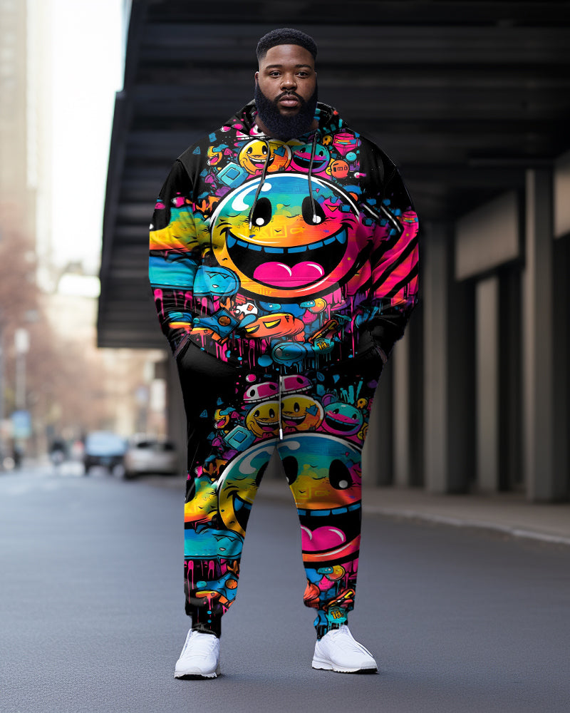 Big & Tall Graphic Graffiti Hoodie Sweatpants Set for big men view 1